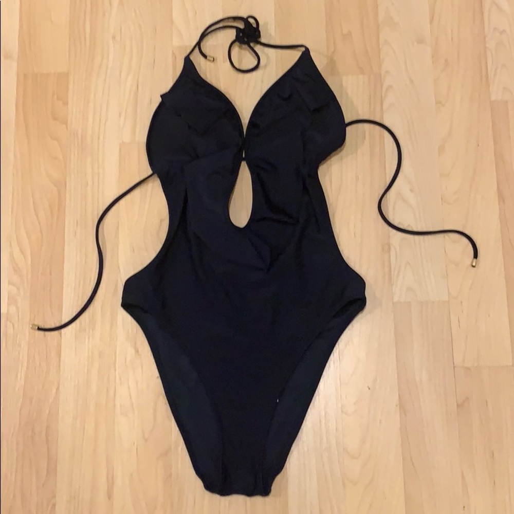 NWT Abercrombie black one piece backless swim
